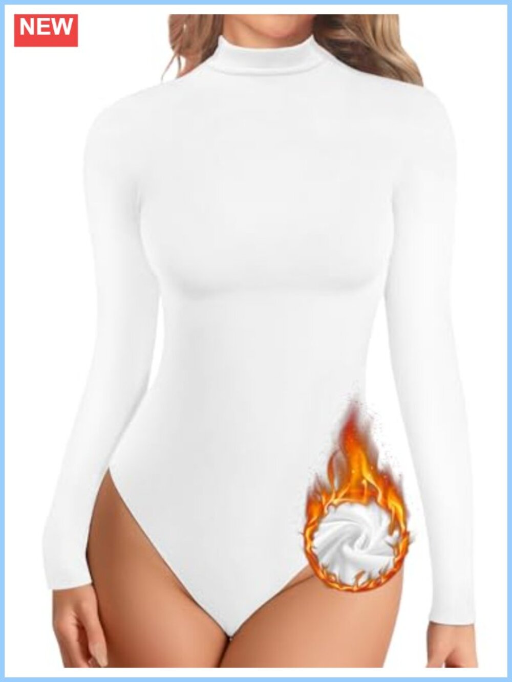 Fleece Lined Mock Neck Long Sleeve Bodysuit Snap Closure